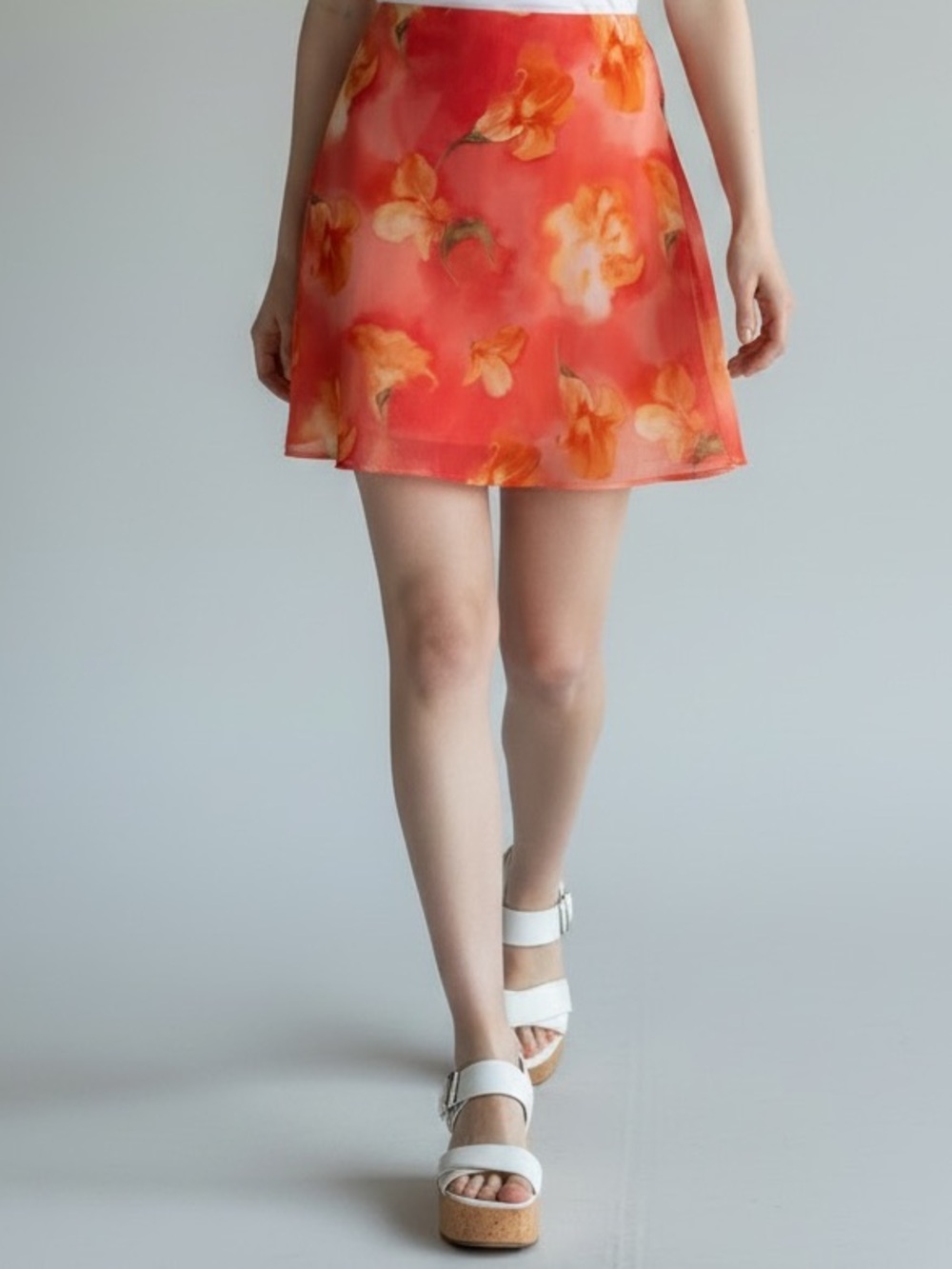 Vintage Exact Vibrant Pastel Exact Change Floral Midi Skirt Size Medium/Large